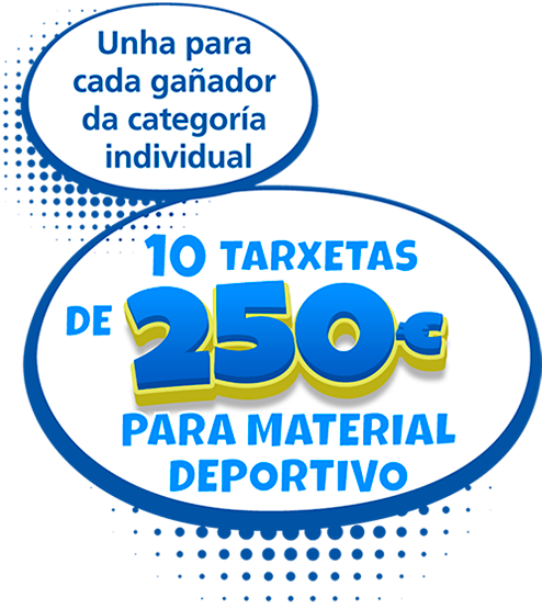 Unha para cada gañador da categoría individual: 10 tarxetas de 250 € para material deportivo